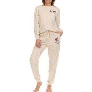 Keith Haring Soft Fleece Lounge Set Long Sleeve Crew & Joggers Cream NWOT